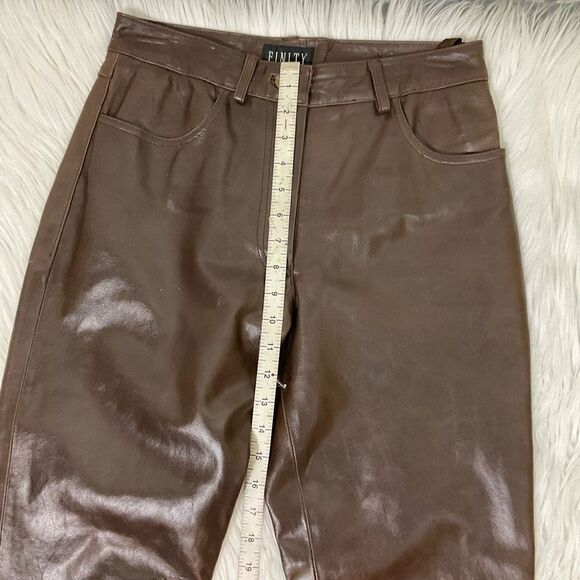 Finity Brown Butter Soft Leather Straight Leg High Rise Pants 6 - Picture 8 of 10
